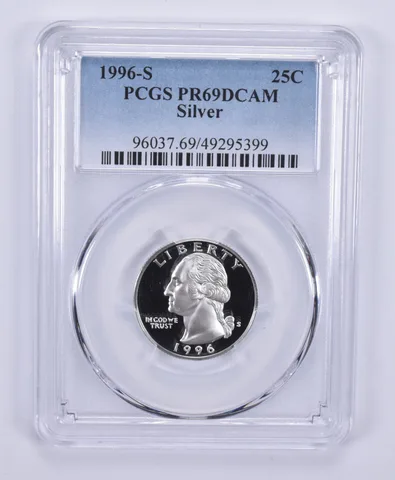 1996-S Washington Quarter Silver PR69 DCAM PCGS Blue Label