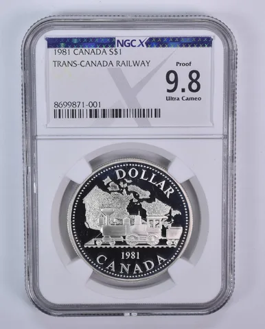 1981 Canada 1 Dollar Silver Trans-Canada Railway Proof 9.8 UCAM NGC X NGCX