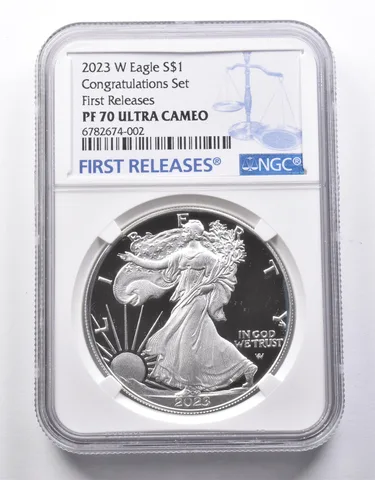 PF70 UCAM 2023-W American Silver Eagle Congratulations Set FR NGC *8670