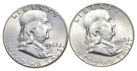 Choice Unc 1963 P+D Franklin Half Dollar Gem BU Collection Lot Set