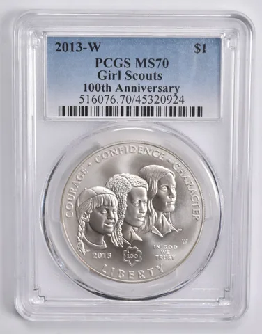 2013-W Girl Scouts Commemorative Dollar $1 MS70 PCGS Blue Lbl