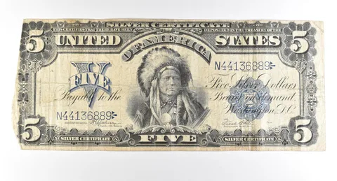 1899 $5 Silver Certificate Large Note Blue Seal Chief *2762