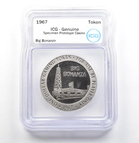 1967 Casino Token Big Bonanza Dollar Specimen Prototype Genuine ICG *0561