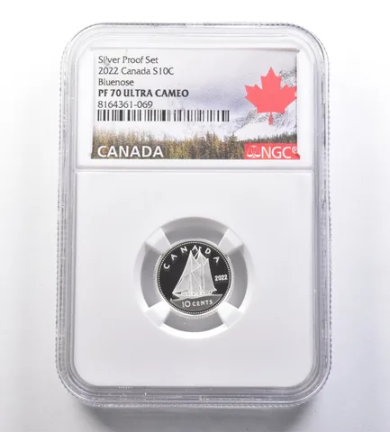 2022 Canada 10 Cents Silver Proof Set Bluenose PF70 UCAM NGC a7079
