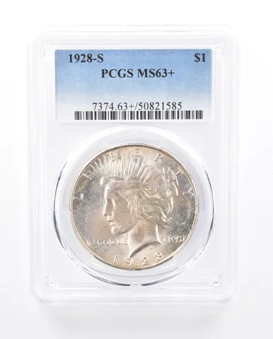 1928-S Peace Silver Dollar MS63+ PCGS INSANE Tone Color a1591