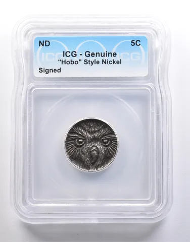 (ND) Indian Head Buffalo Nickel "Hobo" Style Signed Genuine ICG *6604