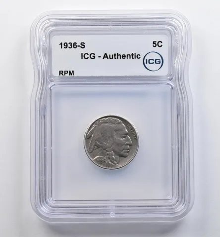 1936-S Indian Head Buffalo Nickel RPM Authentic ICG *9003