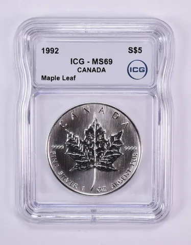 1992 Canada 5 Dollars Silver Maple Leaf MS69 ICG