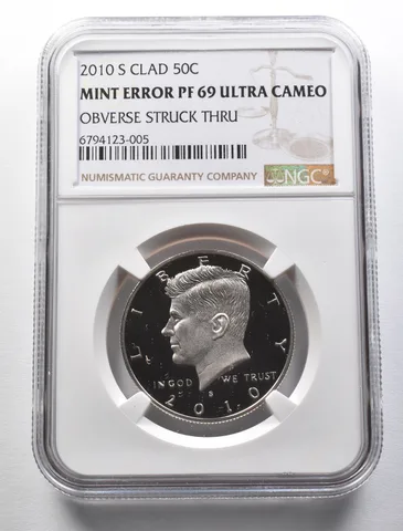 PF69 UCam 2010-S CLAD Kennedy Half Dollar Mint Error OBV Struck Thru NGC *5673