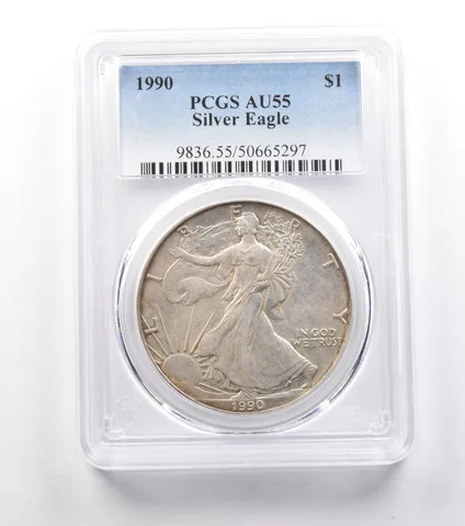 1990 American Silver Eagle AU55 PCGS LOWBALL Circ Registry *0961