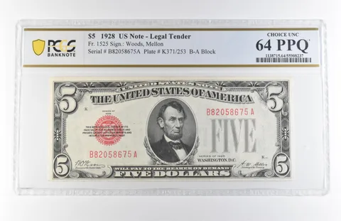 1928 $5 Legal Tender Fr#1525 Choice Unc 64 PPQ PCGS *7913