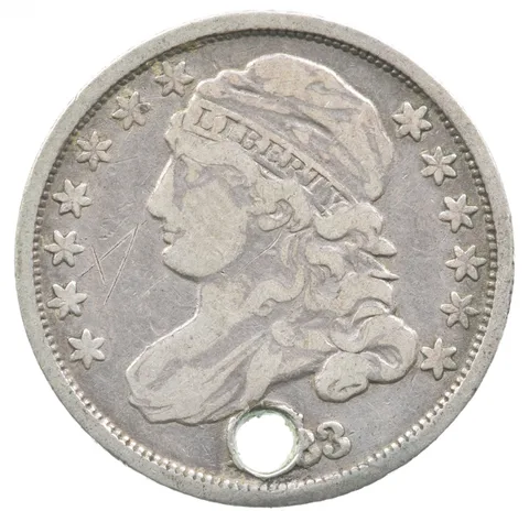 1833 Capped Bust Dime Holed *5940