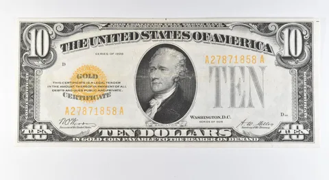 1928 $10 Gold Certificate Yellow Seal Fr#2400 *9574