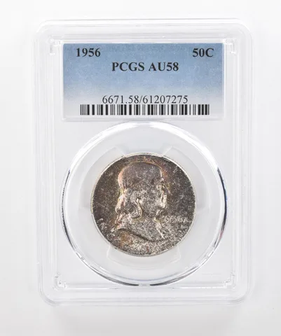 1956 Franklin Half Dollar AU58 PCGS Beautiful Tone *1452