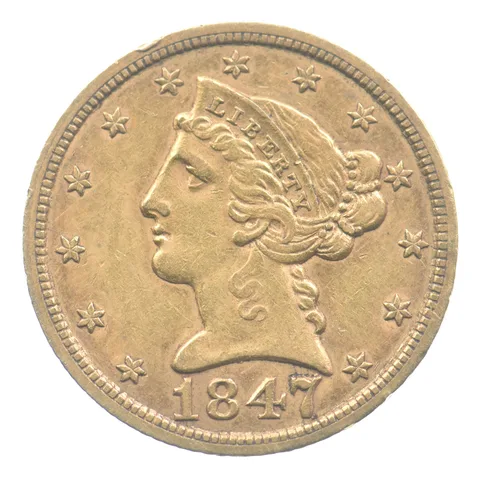 1847 $5 Liberty Head Gold Half Eagle *9429