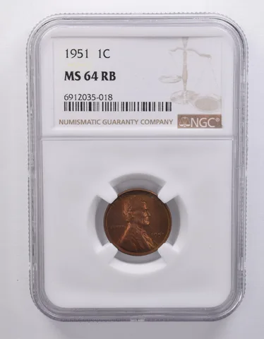 1951 Lincoln Wheat Cent MS64 RB NGC Beautiful Tone *7175