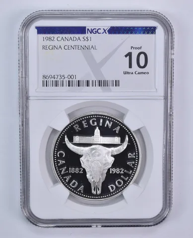 1982 Canada 1 Dollar Silver Regina Centennial Proof 10 UCAM NGC NGCX