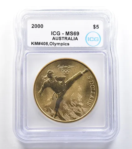 2000 Australia 5 Dollar Sydney Olympics Taekwondo KM#408 MS69 ICG *7899