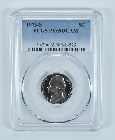 1973-S Jefferson Nickel PR69 DCAM PCGS Blue Label