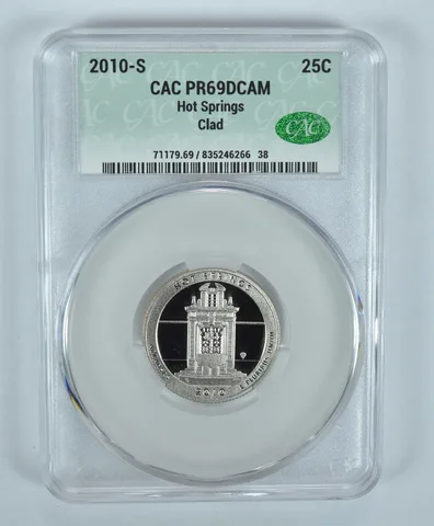 2010-S Washington Quarter Hot Springs CLAD ATB PR69 DCAM CAC CACg