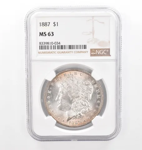 1887 Morgan Silver Dollar MS63 NGC Beautiful Tone Reverse *2059