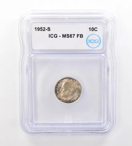1952-S Roosevelt Dime MS67 FB ICG Beautiful Tone *7524