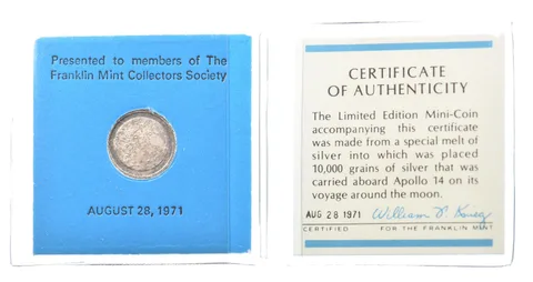 1971 Apollo 14 Silver Mini-Coin Franklin Mint W/ CoA *3077