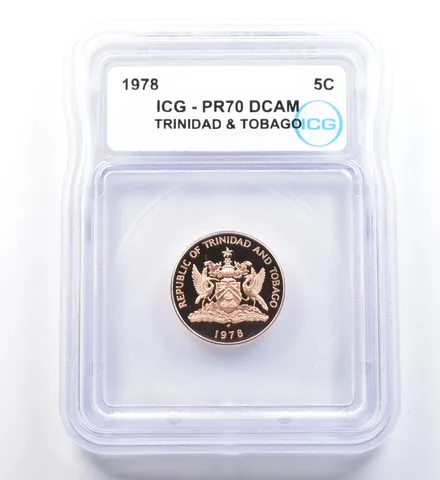 1978 Trinidad & Tobago 5 Cents PR70 DCAM ICG *1162