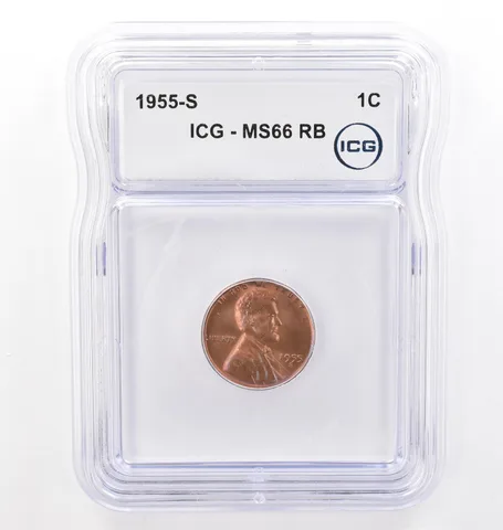 1955-S Lincoln Wheat Cent MS66 RB ICG Beautiful Tone a7719