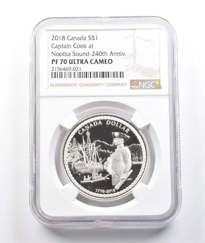 2018 Canada Silver Dollar Capt Cook Nootka Sound 240th Anniv PF70 UCAM NGC *3812