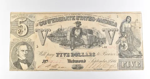 1863 $5 Richmond VA Confederate States Of America Obsolete Note *3889