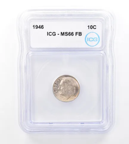 1946 Roosevelt Dime MS66 FB ICG Beautiful Tone *1720