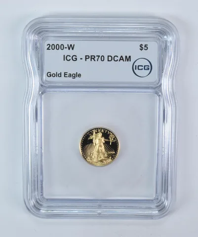 2000-W $5 American Gold Eagle 1/10 Oz Gold PR70 DCAM ICG