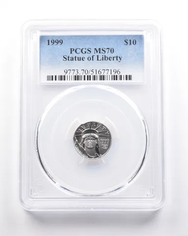 1999 $10 American Platinum Eagle 1/10 Oz 0.1 Oz Platinum MS70 PCGS *5336