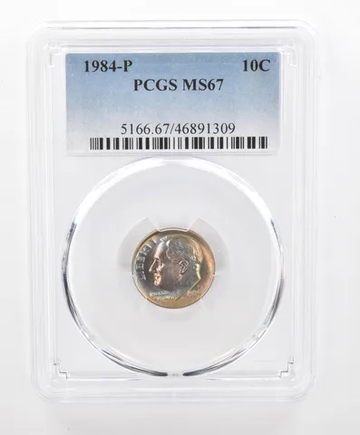 1984-P Roosevelt Dime MS67 PCGS Beautiful Tone *2773