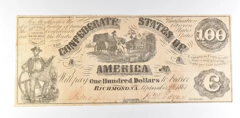 1861 $100 Confederate States Of America T-13 Large Note *8605
