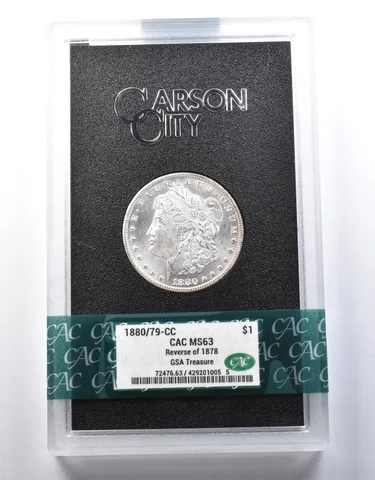 1880/79-CC Morgan Silver Dollar Reverse Of 78 GSA Treasure MS63 CAC *9374