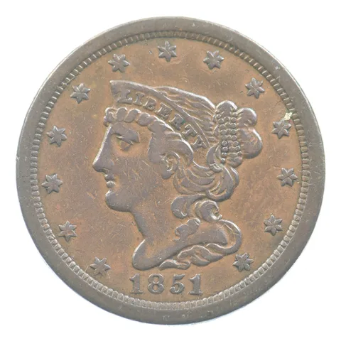 1851 Braided Hair Half Cent *0051