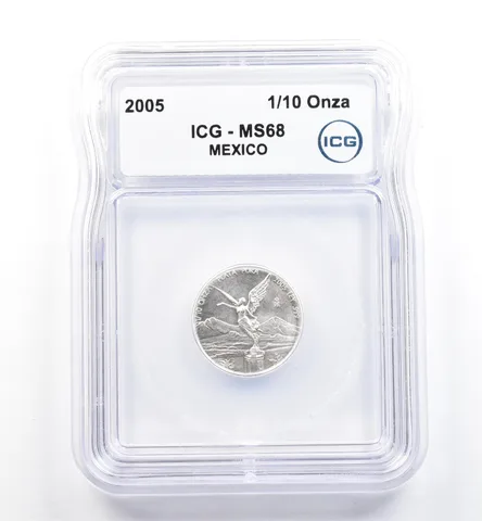 2005 Mo Mexico 1/10 Onza Silver Libertad MS68 ICG *0128