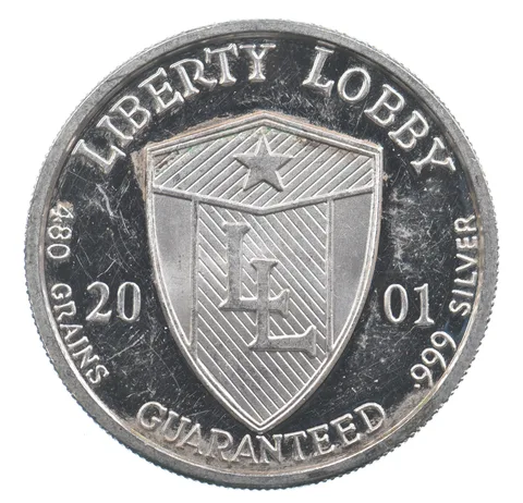 VINTAGE Art Bar/Round Liberty Lobby Sovereignty Jefferson Silver 1 T Oz *210