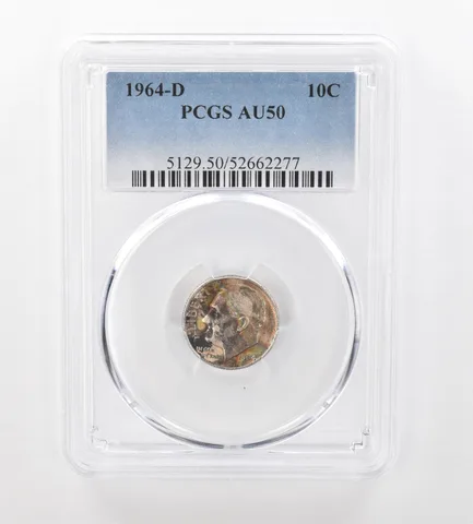 1964-D Roosevelt Dime AU50 PCGS Beautiful Tone *1014