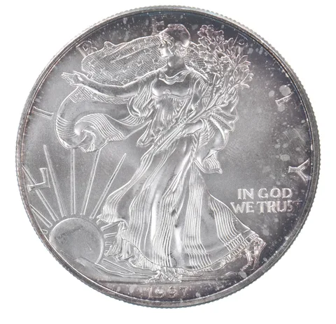 Beautiful Toned - 1997 American Silver Eagle 1 Troy Oz .999 Fine Silver *090