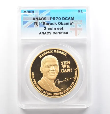 2009 Fiji 1 Dollar Barack Obama PR70 DCAM ANACS *9962