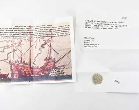 1650's Mexico 8 Reales San Miguel De Archangel Shipwreck W/ Coa *9063