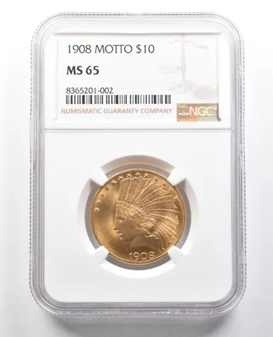 1908 $10 Indian Head Gold Eagle Motto MS65 NGC *4382