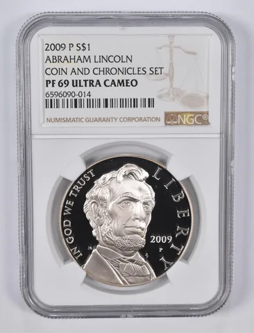 2009-P Abraham Lincoln Coin and Chronicles Set Silver Dollar PF69 NGC Brown Lbl
