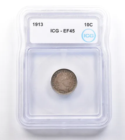 1913 Barber Dime EF45 ICG *4884