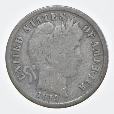 1913-S Barber Dime 90% Silver VG Condition