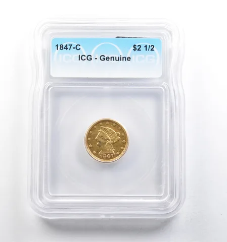 1847-C $2.50 Liberty Head Gold Quarter Eagle Genuine ICG *5689