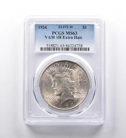 MS63 1924 Peace Silver Dollar VAM 1H Extra Hair ELITE 30 PCGS *3040